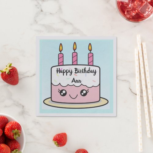 Birthday Cake Design Paper Napkin