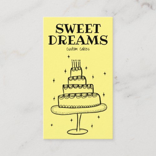 Birthday Cake Doodle Catering Bakery Custom Baker  Business Card