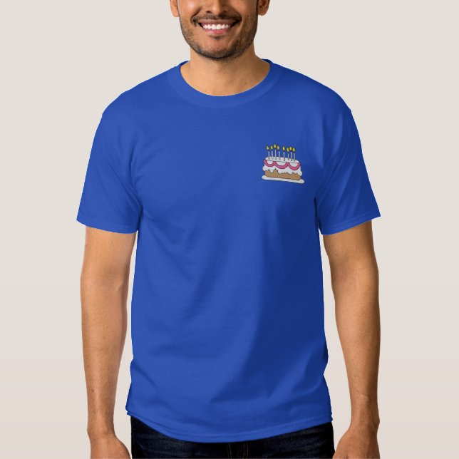Birthday Cake Embroidered T-Shirt (Front)