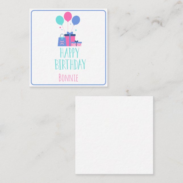 Birthday Cake Gift Enclosure Card – Personalized  (Front/Back)