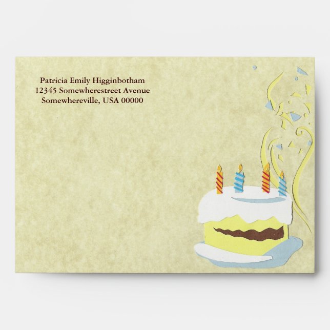 Birthday Cake Greeting Card Envelope (Front)