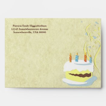 Birthday Cake Greeting Card Envelope by Customizables at Zazzle