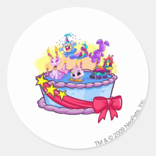 Birthday Cake Group Shot Classic Round Sticker