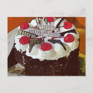Birthday Cake Happy Birthday with red cherry Postcard