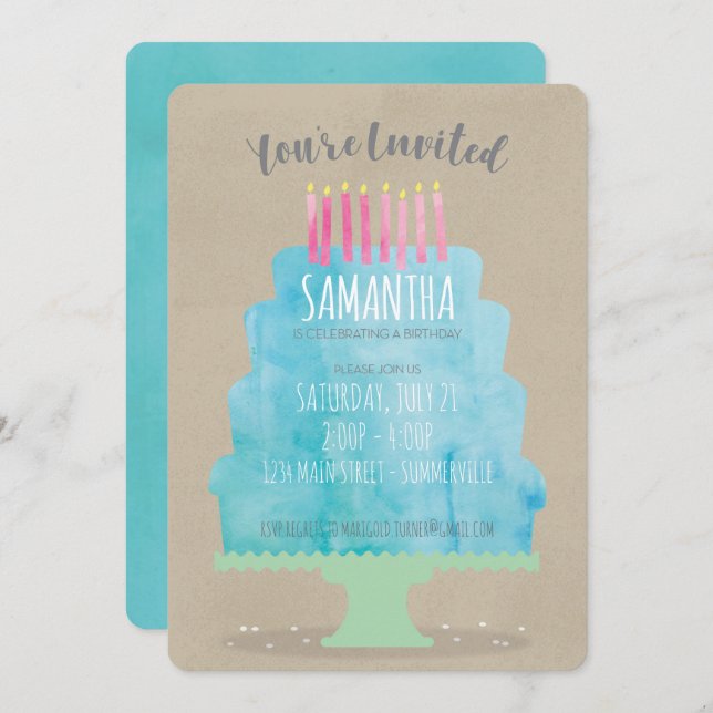 Birthday Cake Invitation (Front/Back)