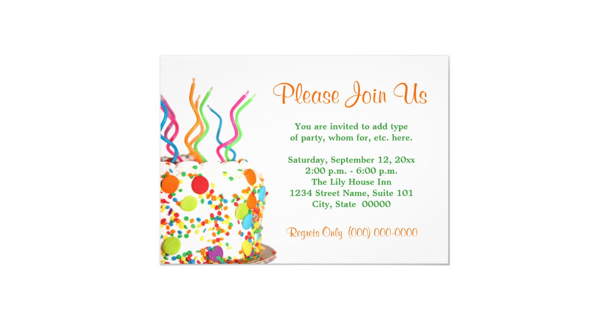 Birthday Cake Invitations