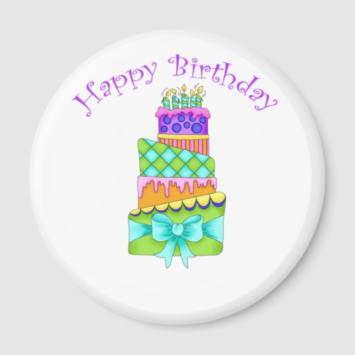 Birthday Cake Magnet with Happy Birthday