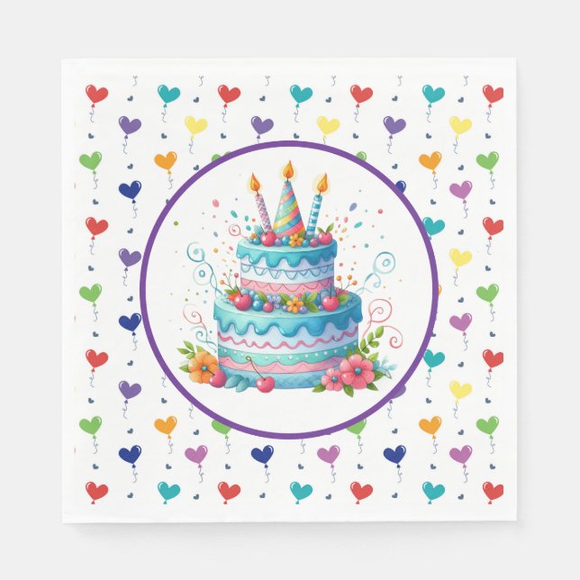 Birthday Cake  Napkins (Front)