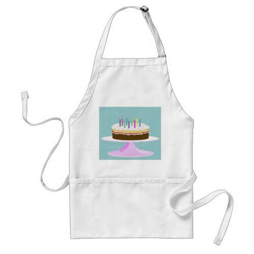 Birthday cake on cake stand adult apron