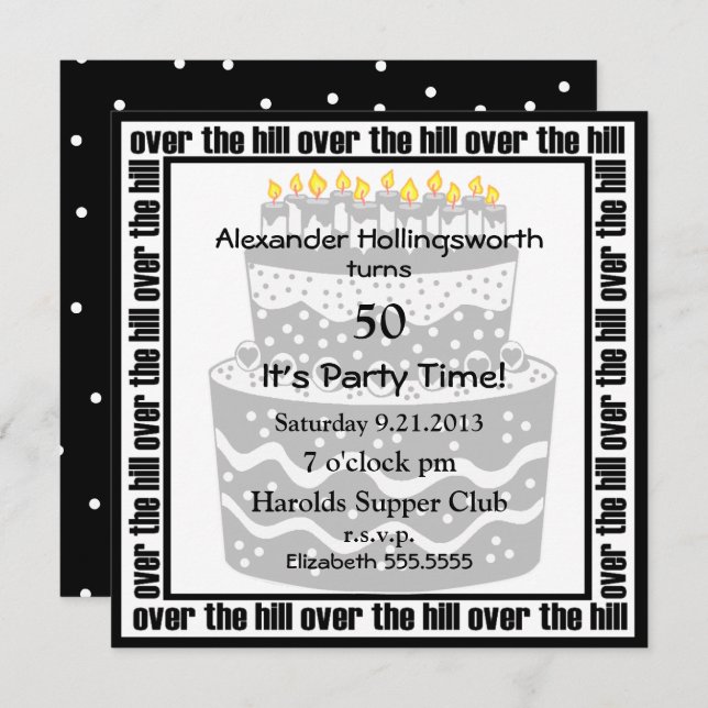 Birthday Cake Over The Hill Party Invitation (Front/Back)