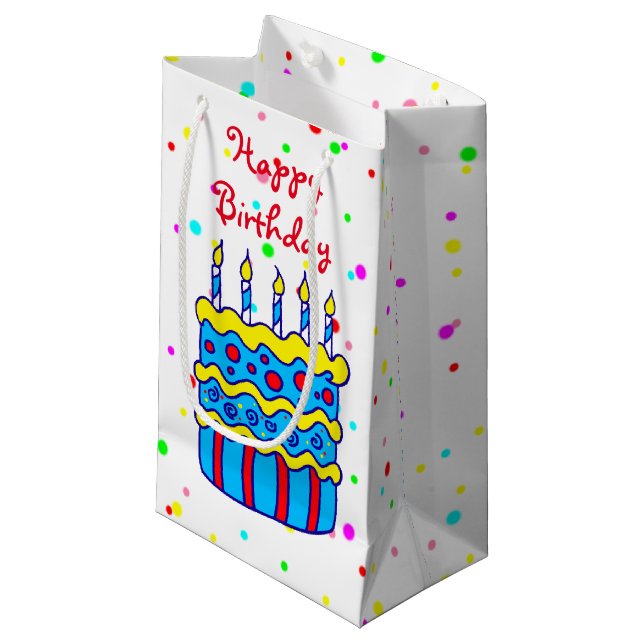 Birthday Cake Party Gift Bag (Front Angled)