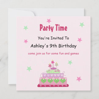 Birthday Cake Party Invitation