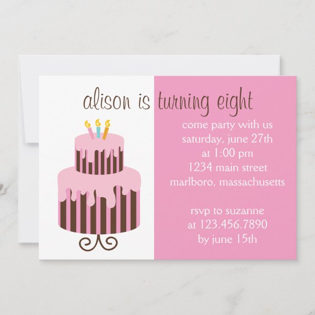 Birthday Cake Party Invitation (Front)