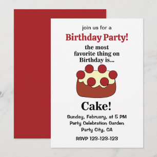 Birthday Cake Party Invitation