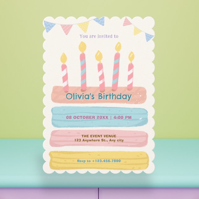 Birthday cake pastel colors invitation (Creator Uploaded)