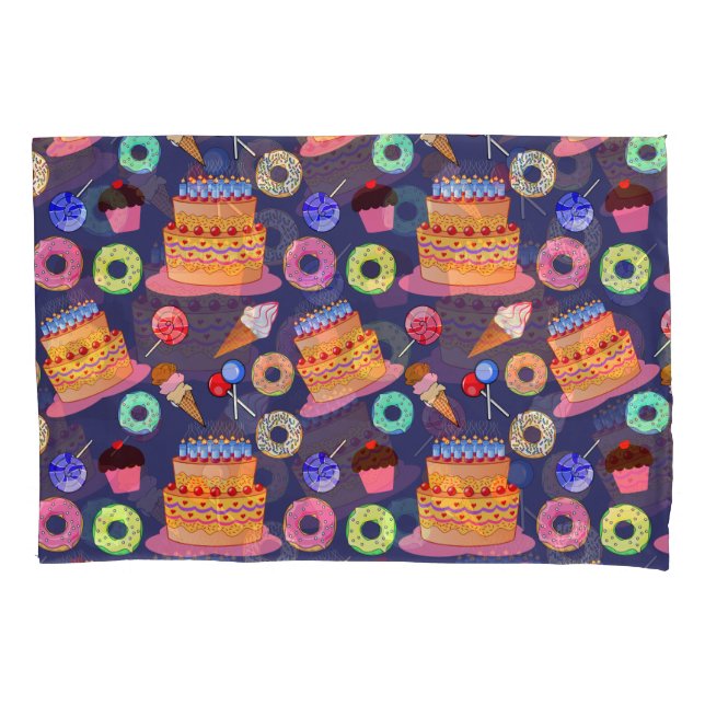 Birthday Cake Pastry Pattern Design Pillow Case (Front)