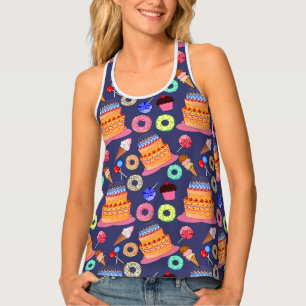 Birthday Cake Pastry Pattern Design Tank Top