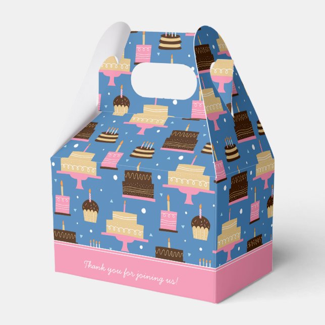 Birthday Cake Pattern Custom Name + Greeting Favor Boxes (Front Side)