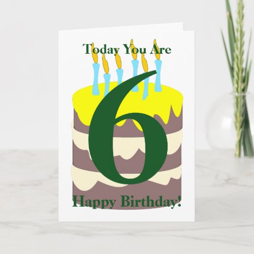 Birthday Cake Personalised 6th Birthday Card