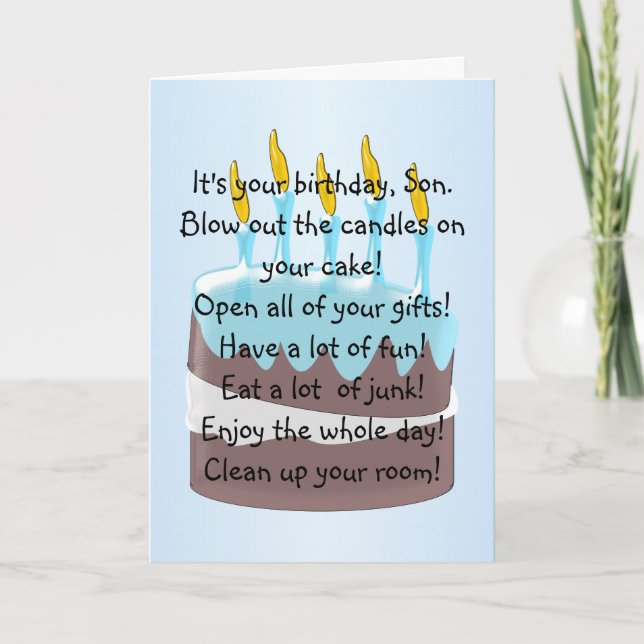 Birthday Cake Personalised Son Birthday Card (Front)