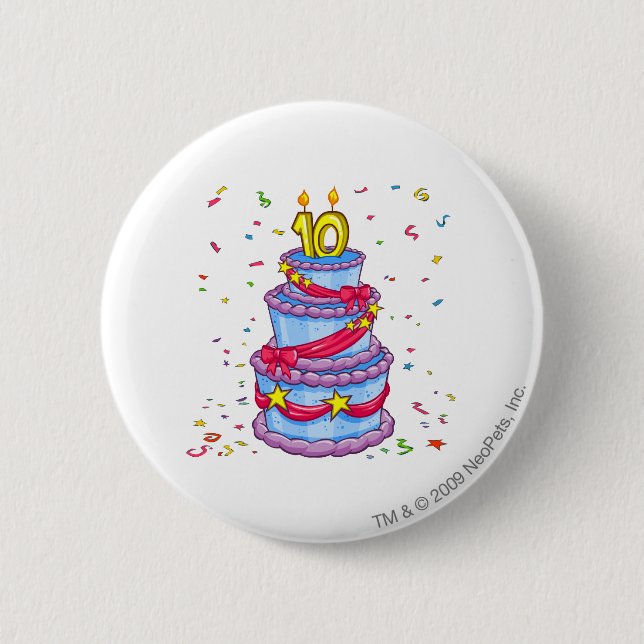 Birthday Cake Pinback Button (Front)