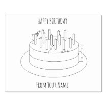 Swirly Happy Birthday Custom Name Rubber Art Stamp