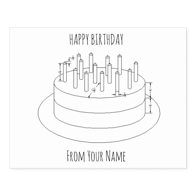 Birthday Cake Plan Rubber Stamp (Imprint)