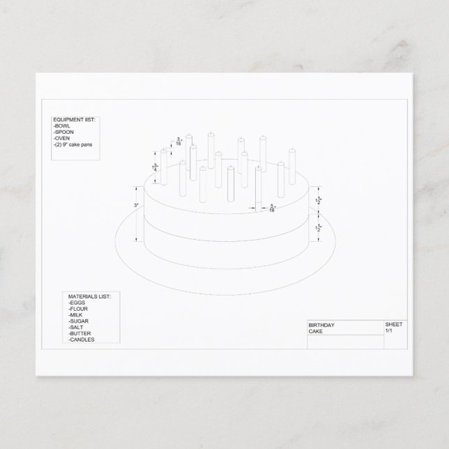 Birthday Cake Plan to Party Card (Front)