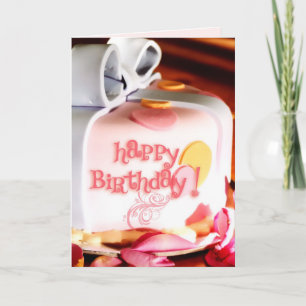 Birthday Cake & Rose Petals Card