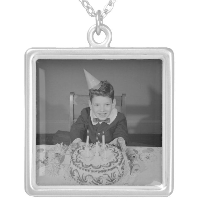 Birthday Cake Silver Plated Necklace (Front)