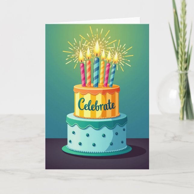 Birthday Cake Sparkler Card (Front)