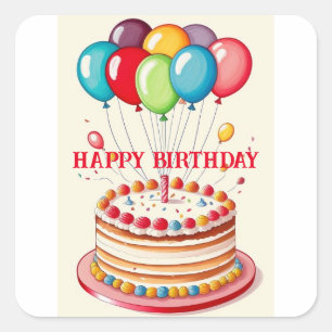 Birthday Cake Square Sticker