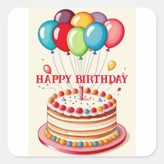 Birthday Cake  Square Sticker (Front)