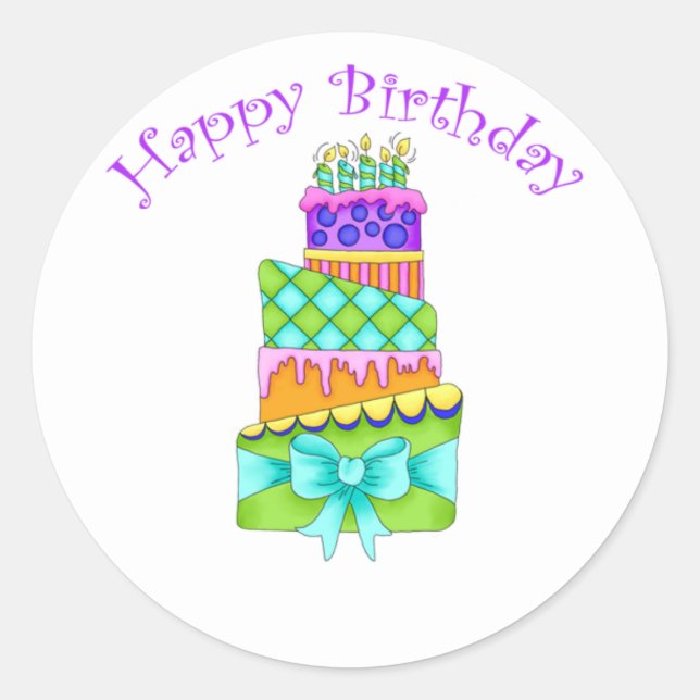 Birthday Cake Stickers - with Happy Birthday (Front)
