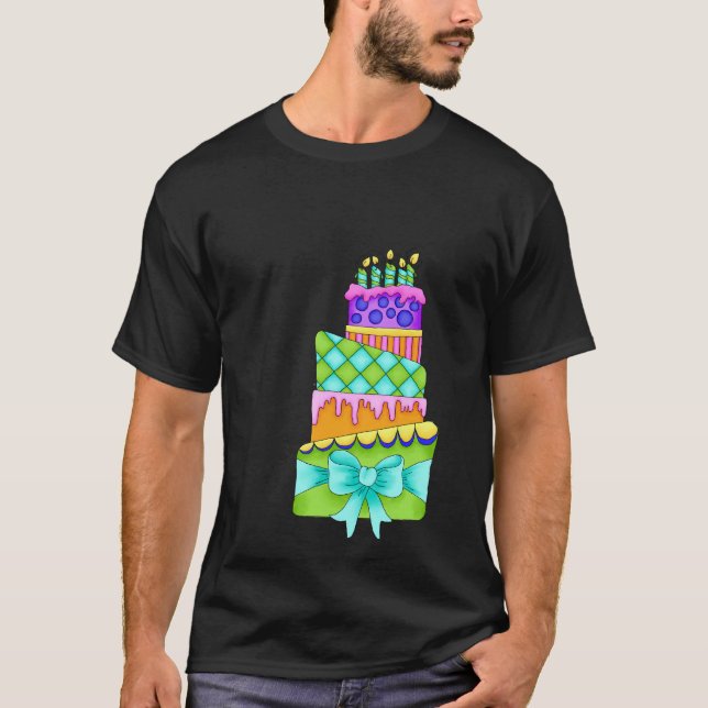 Birthday Cake T-Shirt - (Men Black - cake only) (Front)