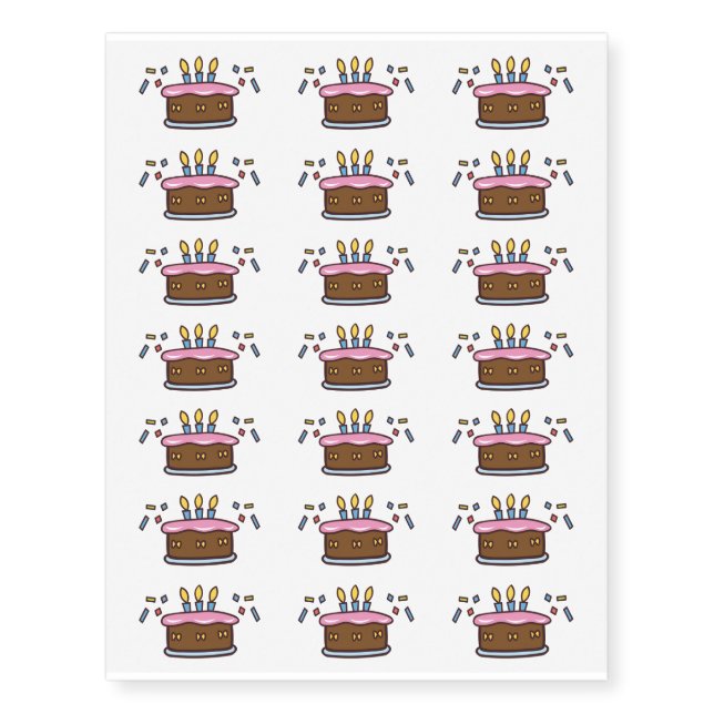 Birthday Cake Temporary Tattoos (Front)
