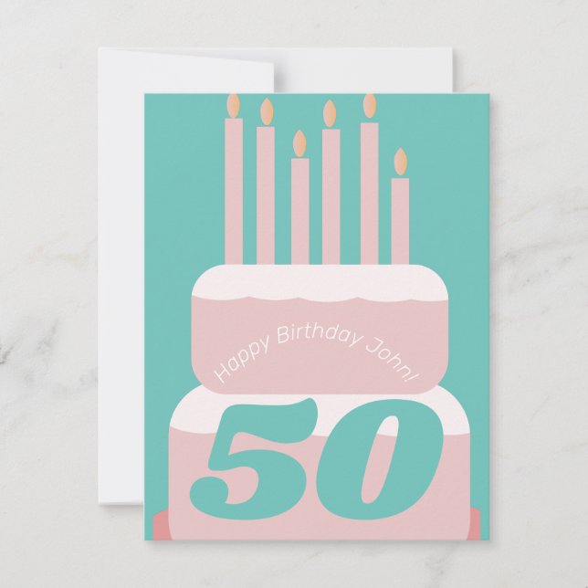 Birthday Cake Tiered Pink Any Age (Front)