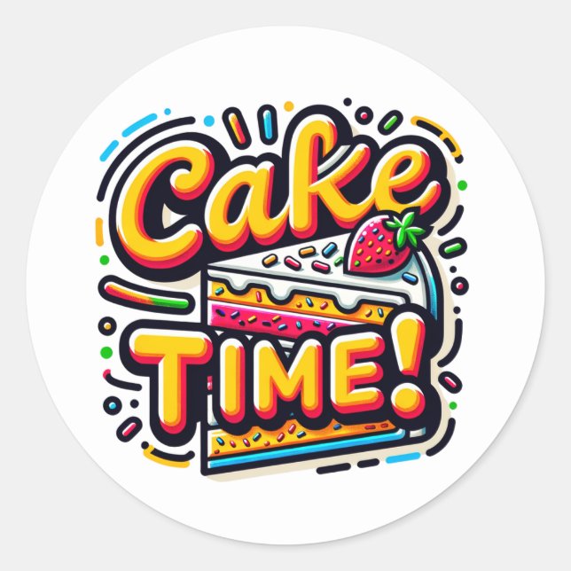 Birthday Cake Time Classic Round Sticker (Front)