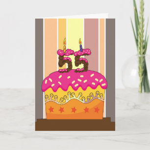 birthday - cake with candles 55 - 55th birthday gr card