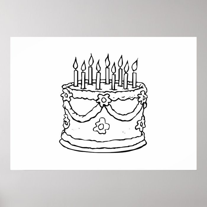 Birthday Cake with Candles Print