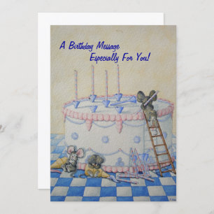 birthday cake with cute little mice card