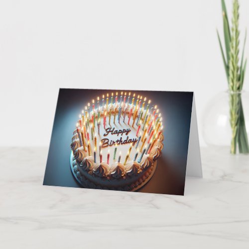 Birthday Cake With Many Candles Card