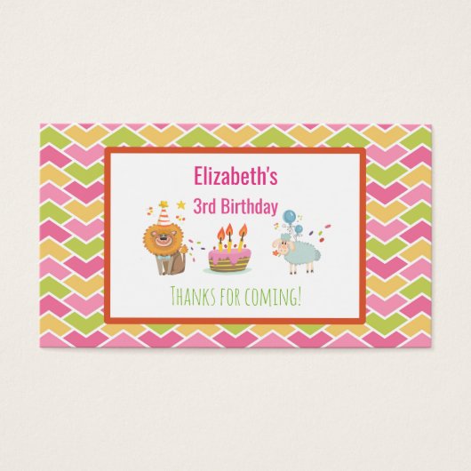 Birthday Cake with Party Lion and Balloons Thanks (Front)