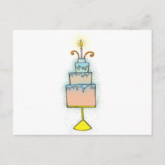 BIRTHDAY cake with twirly curly candles Postcard