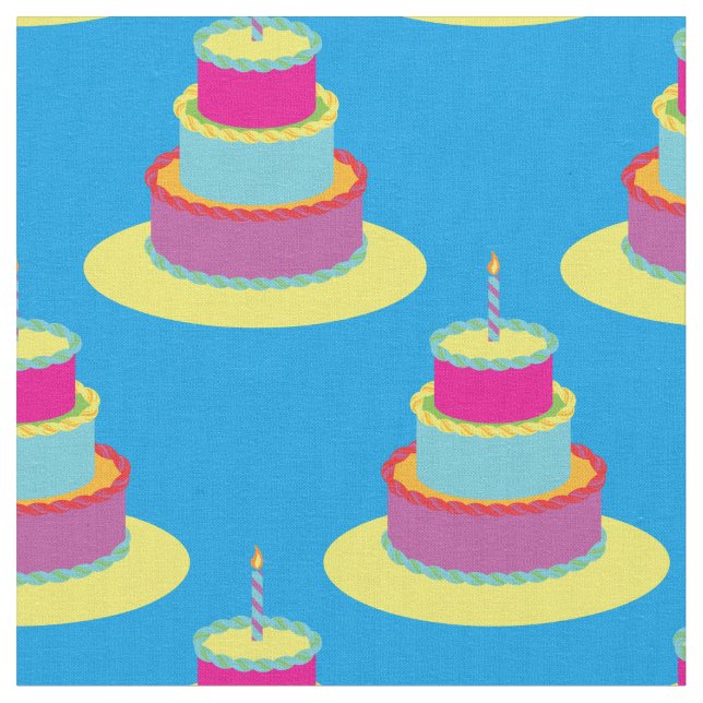 Birthday Cakes Colorful Fabric (Close Up)