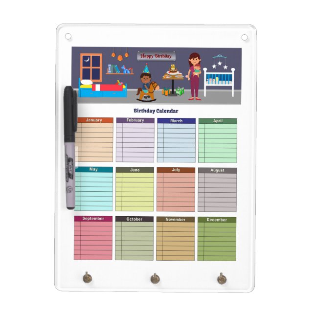 Birthday Calendar Dry Erase Board (Front)
