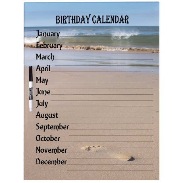 Birthday Calendar Dry Erase Board (Front)