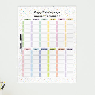 Birthday Calendar Dry Erase Board