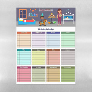 Birthday Calendar Magnetic Dry Erase Sheet
