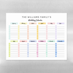 Birthday Calendar Magnetic Sheet